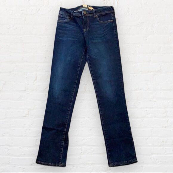 KUT from the Kloth dark denim skinny jeans. Five pockets light whiskering. - Picture 1 of 14